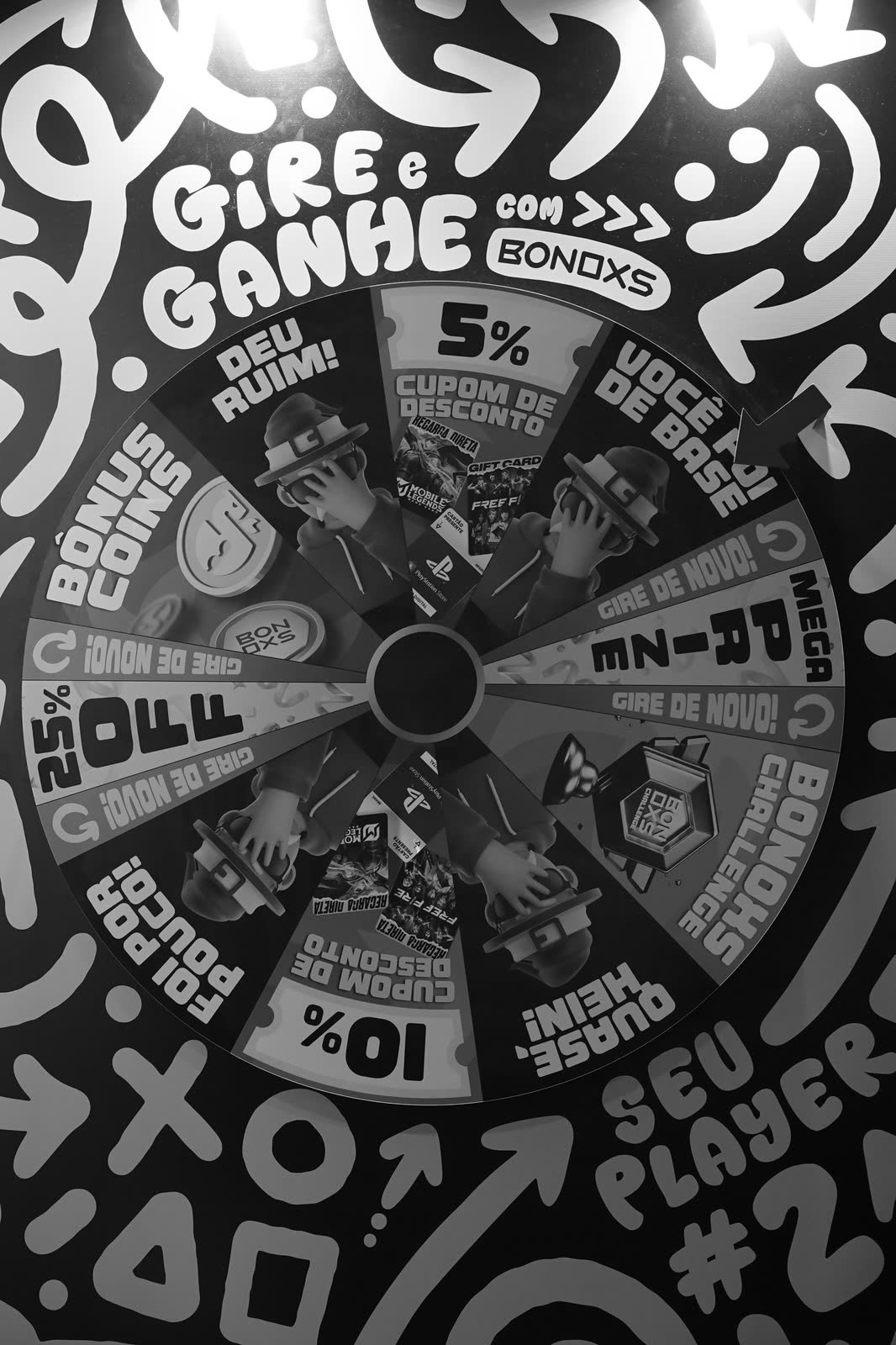 Spin-and-win wheel at the BONOXS stand